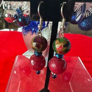Mixed Jasper, Hematite & Jade Gemstone Earrings.